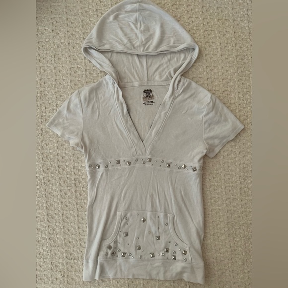 y2k white bejeweled top - Picture 1 of 3